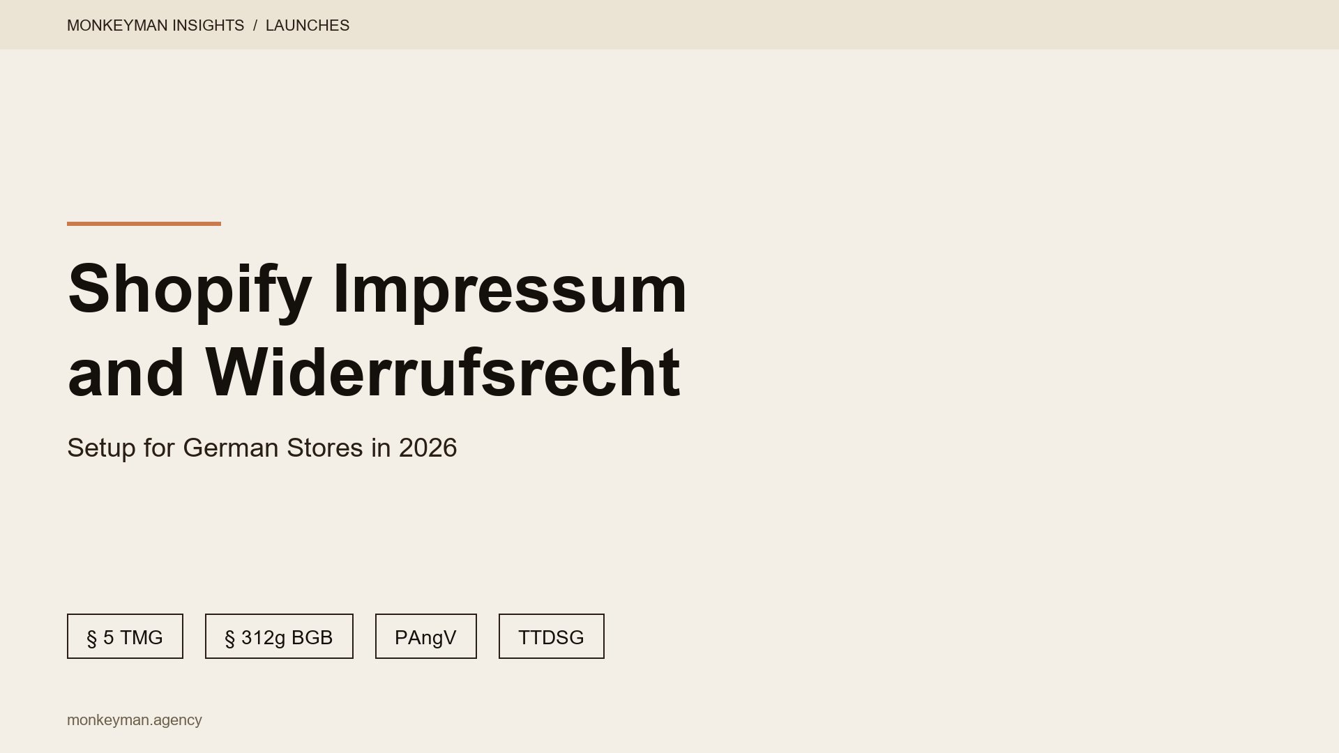 Cover image for Shopify Impressum and Widerrufsrecht Setup Guide for German Stores in 2026