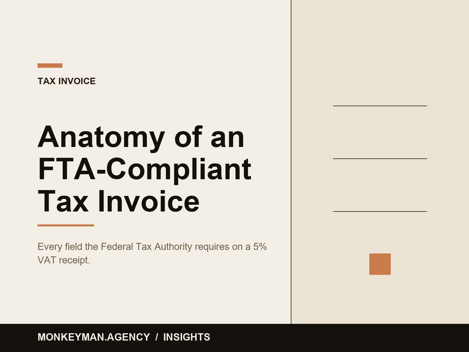 Anatomy of an FTA-compliant tax invoice generated from Shopify, with TRN, supply date, and supplier details labeled.