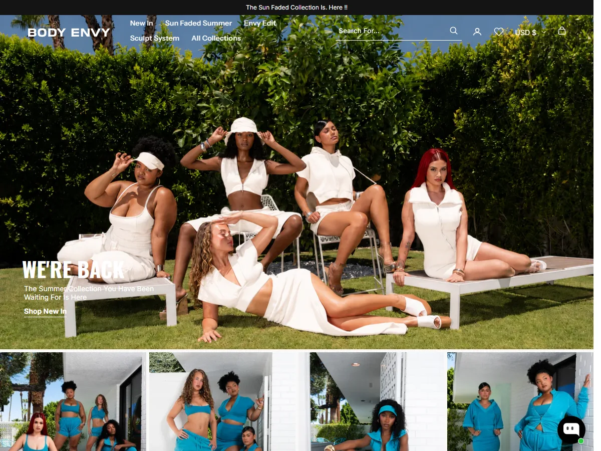 Body Envy Shopify storefront homepage