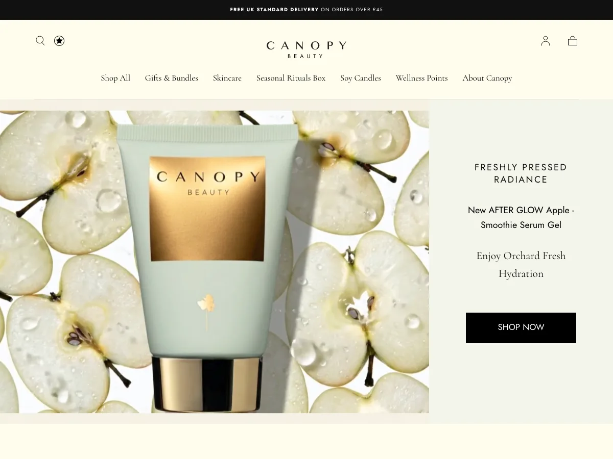 Canopy Beauty Shopify storefront homepage
