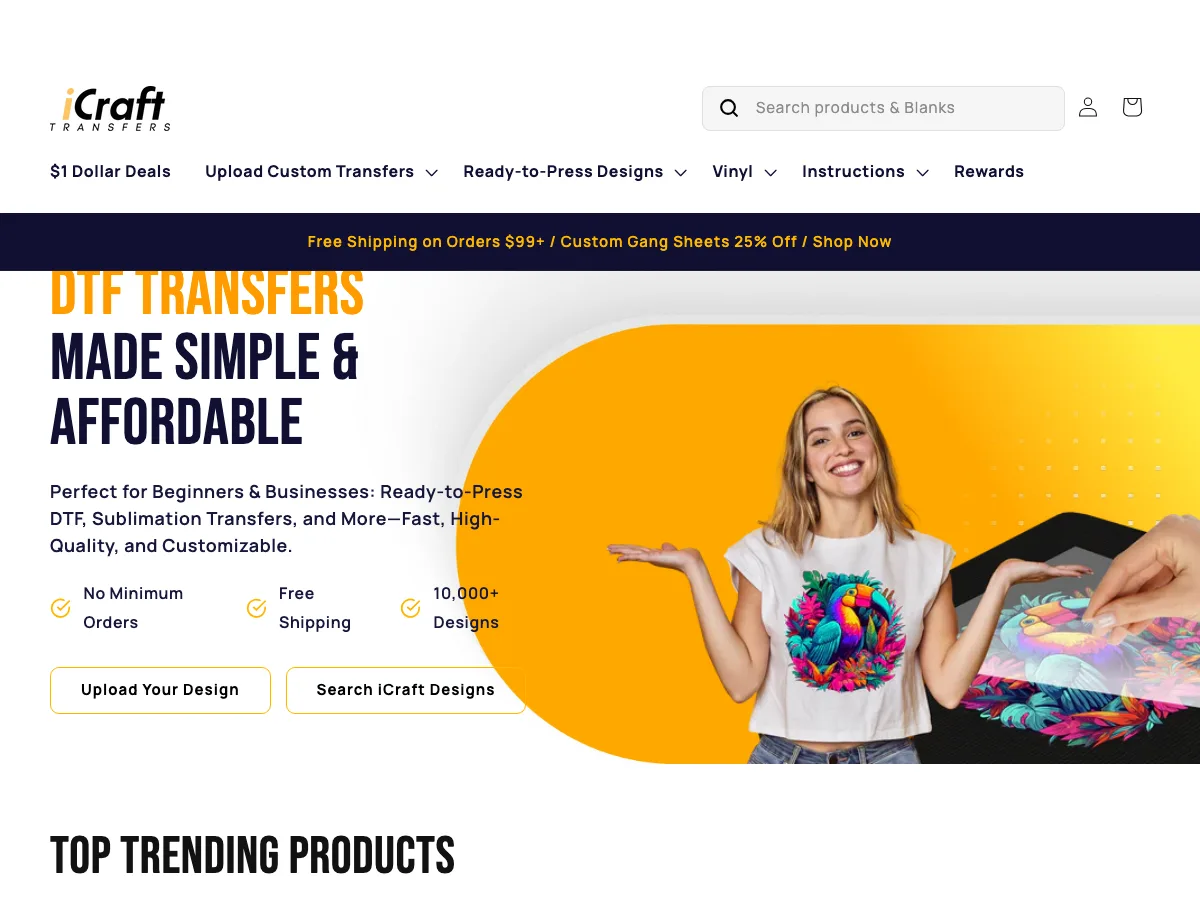 iCraft Vinyl Shopify storefront homepage