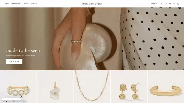 Leah Alexandra Shopify storefront homepage