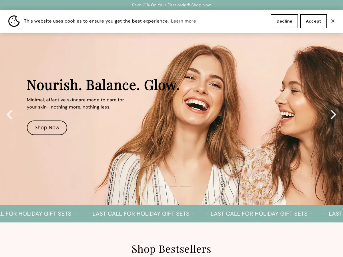 Nailah Beauty Shopify storefront homepage