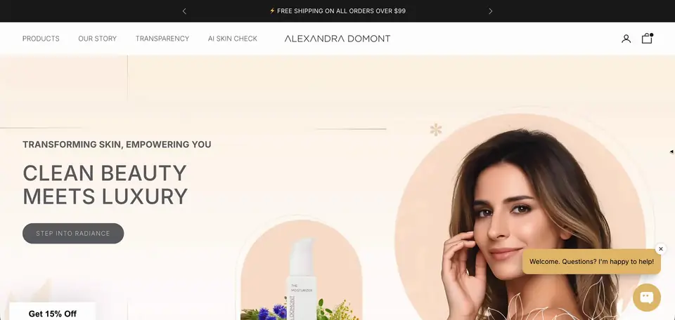Alexandra Domont Shopify storefront homepage