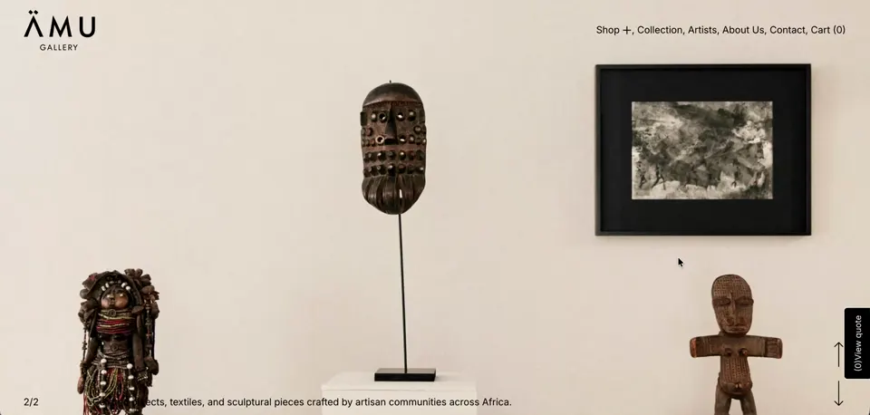 ÄMU Gallery Shopify storefront homepage
