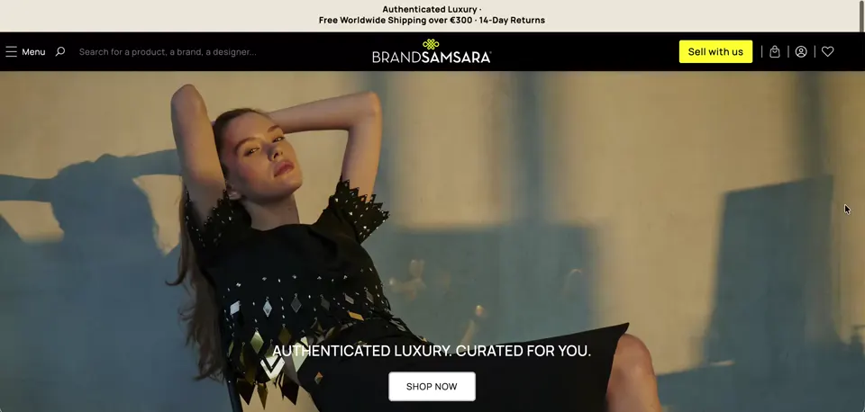 Brand Samsara Shopify storefront homepage