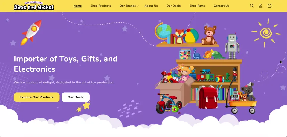 Dime & Nickel Shopify storefront homepage