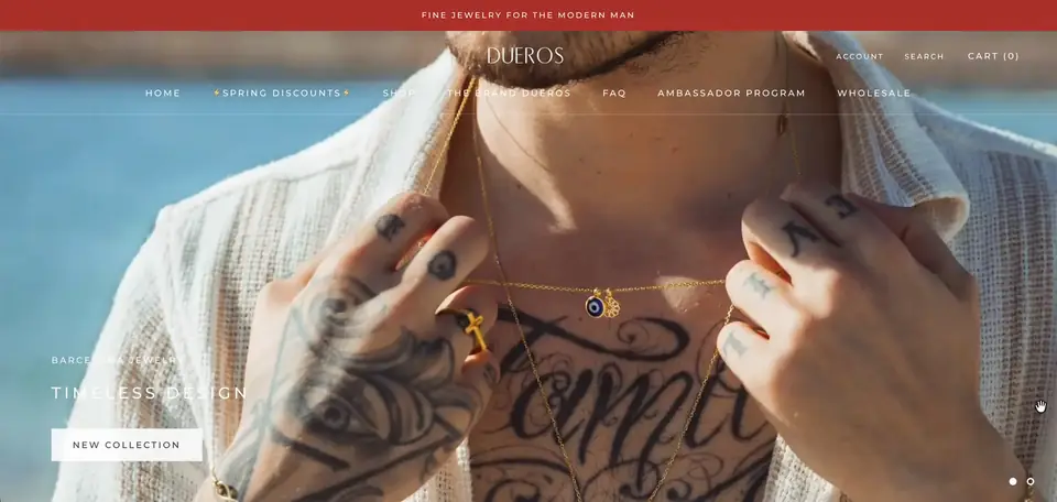 Dueros Shopify storefront homepage