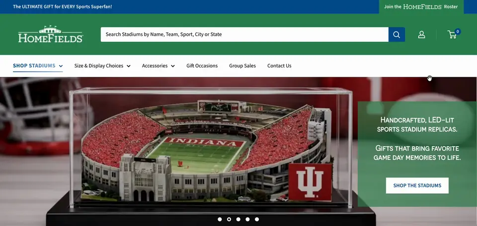 HomeFields Shopify storefront homepage