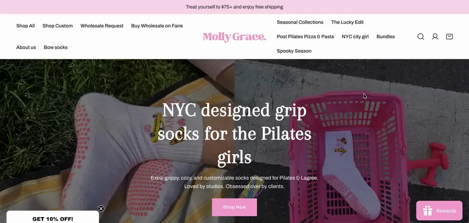 MollyGrace Shopify storefront homepage