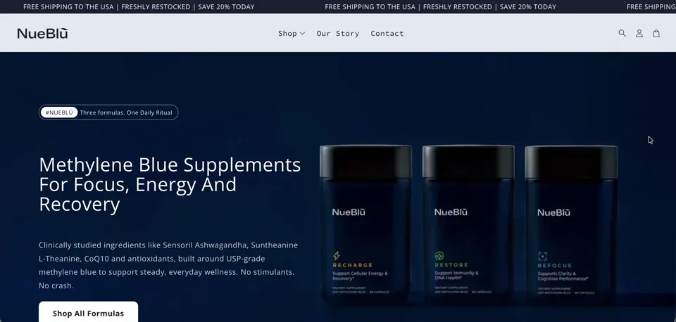 Nueblu Shopify storefront homepage