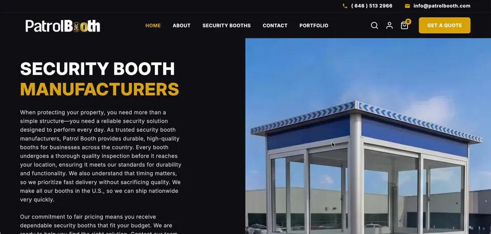 Patrol Booth Shopify storefront homepage