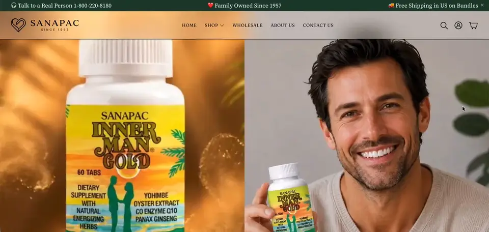 Sanapac Shopify storefront homepage