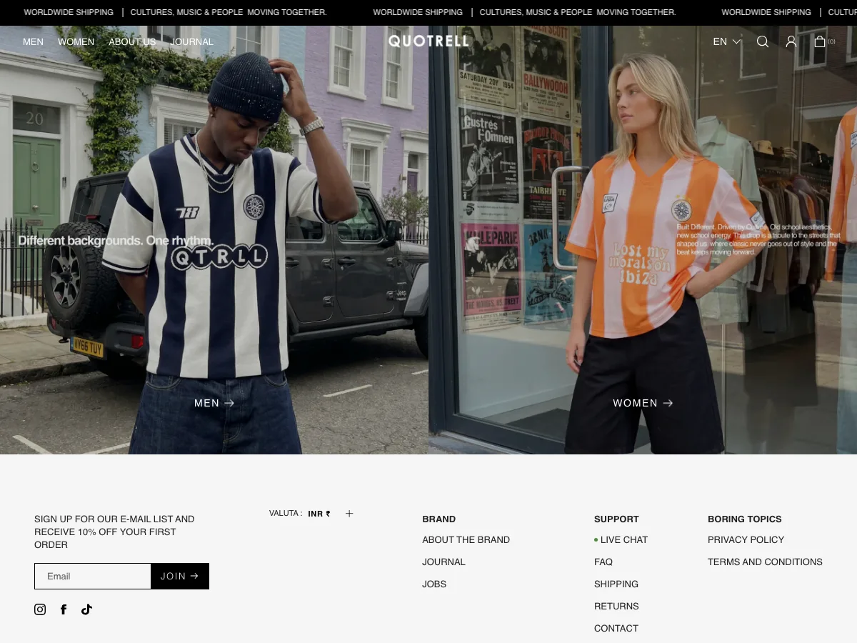 Quotrell Shopify storefront homepage