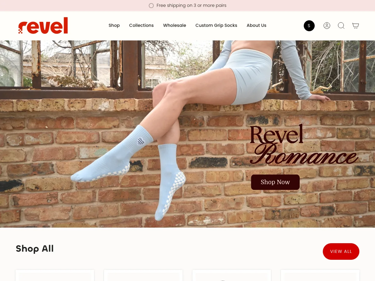 Revel Athletic Shopify storefront homepage