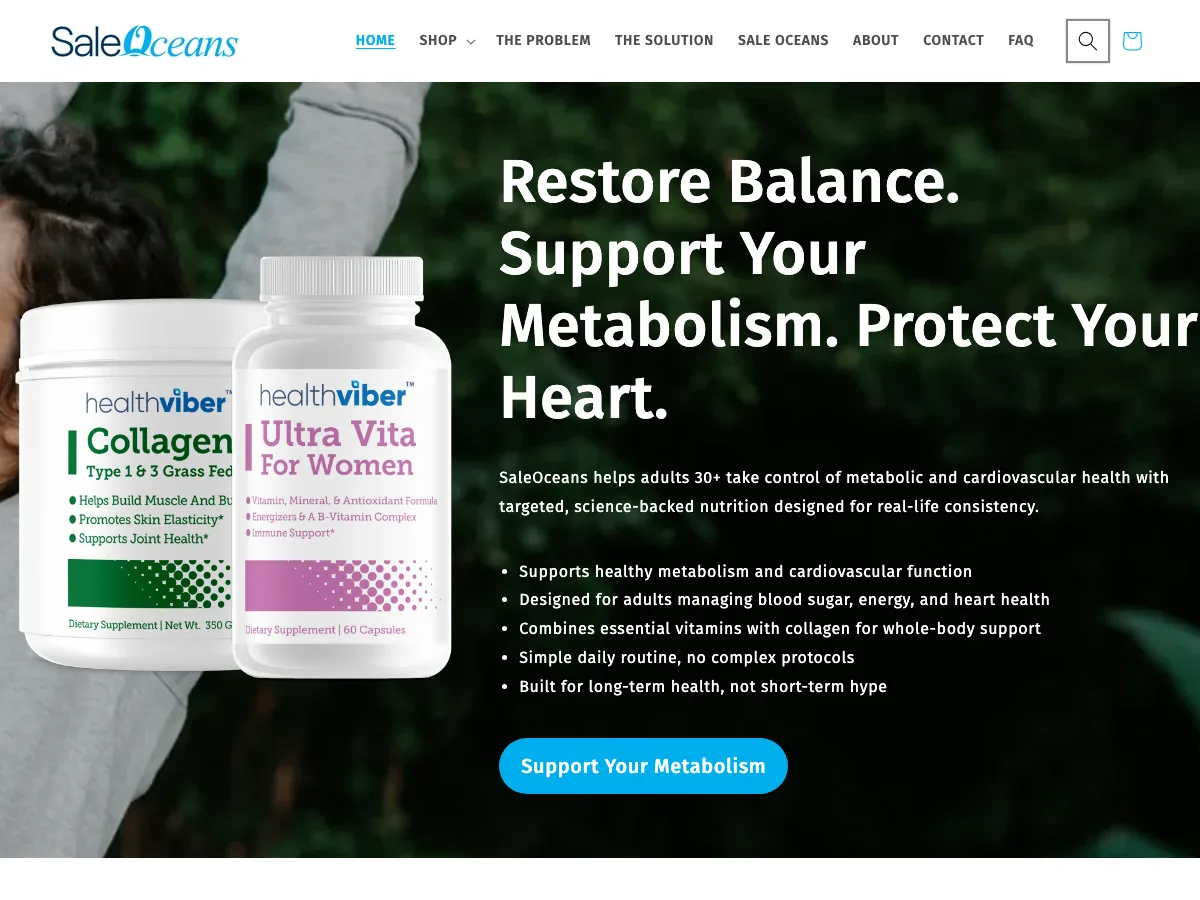 Sale Oceans Shopify storefront homepage