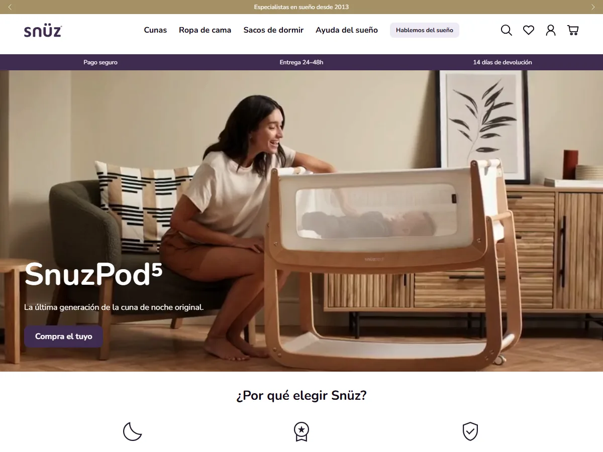 Snüz Shopify storefront homepage